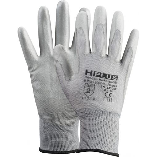 Montažne rokavice H-Plus fino pletene, PU, sive | Montažne rokavice